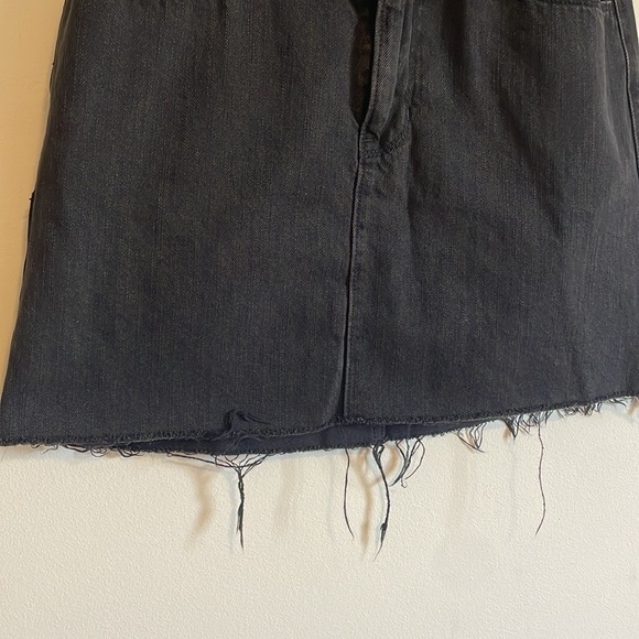 Hollister High Waist Denim Skirt 26 Black Jean 3 Frayed Faded Distressed Mini - Picture 6 of 13